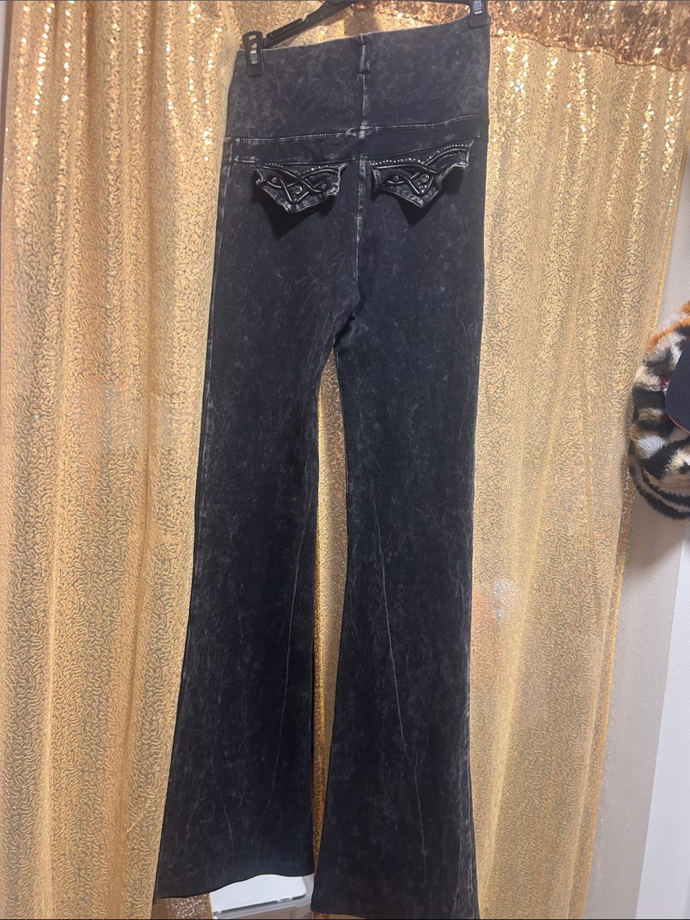 T Party Fashion Black Mineral Wash Boot Cut Pants - Picture 2 of 4